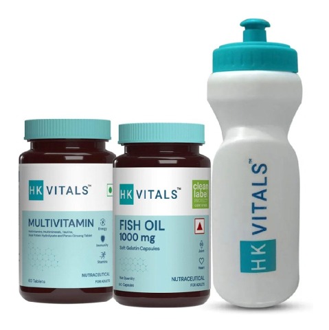 HealthKart HK Vitals Multivitamin & Fish Oil 60 caps & Sipper Combo