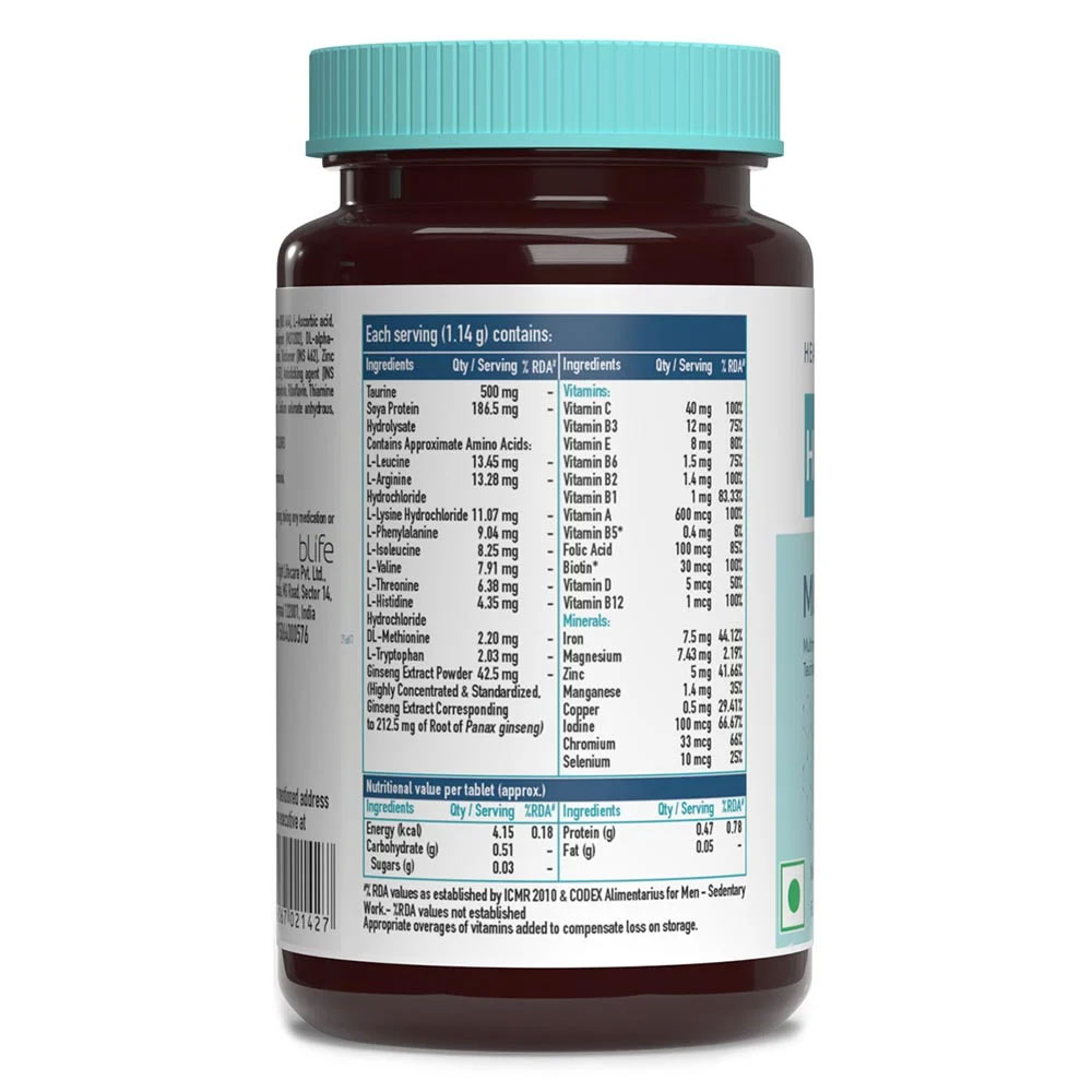 HealthKart HK Vitals Multivitamin with Multimineral,Taurine & Ginseng Extract, 90 tablet(s) Unflavoured - Pack Of 4