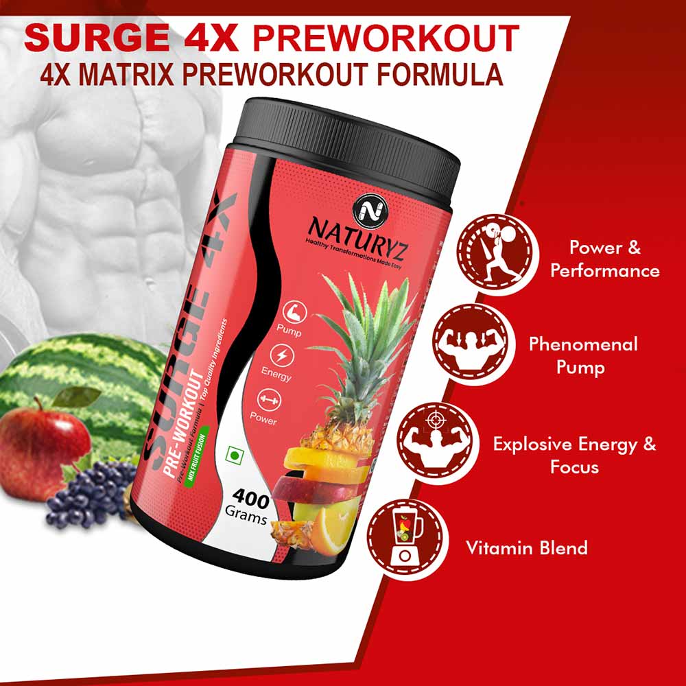 4 - Naturyz Surge 4X Pre-Workout,  0.88 lb  Mix Fruit Fusion 