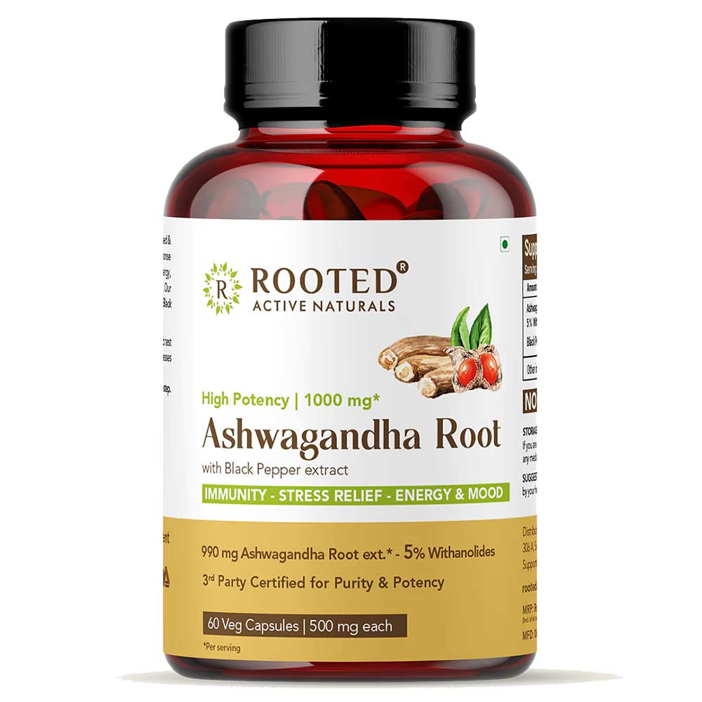 1 - Rooted Active Naturals Ashwagandha Root with Black Pepper Extract 500mg,  60 veggie capsule(s) 