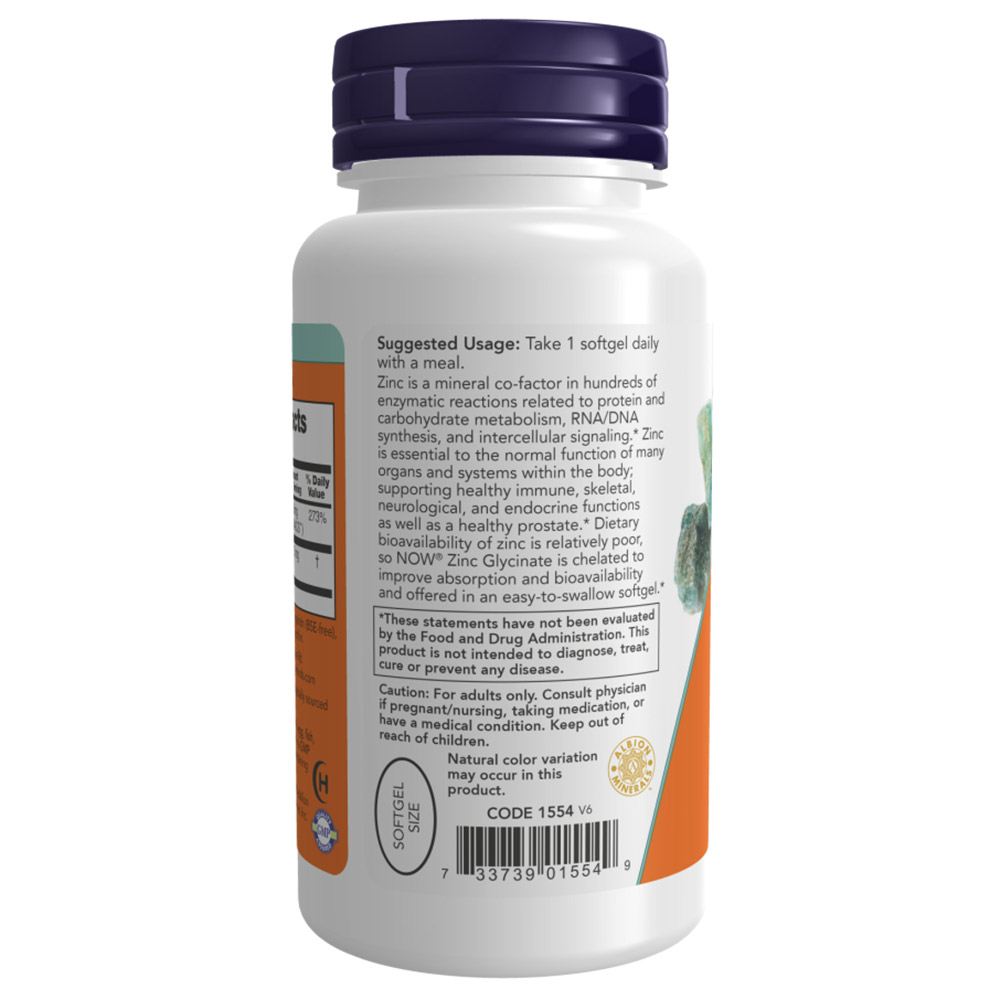 3 - Now Zinc Glycinate,  120 softgels 