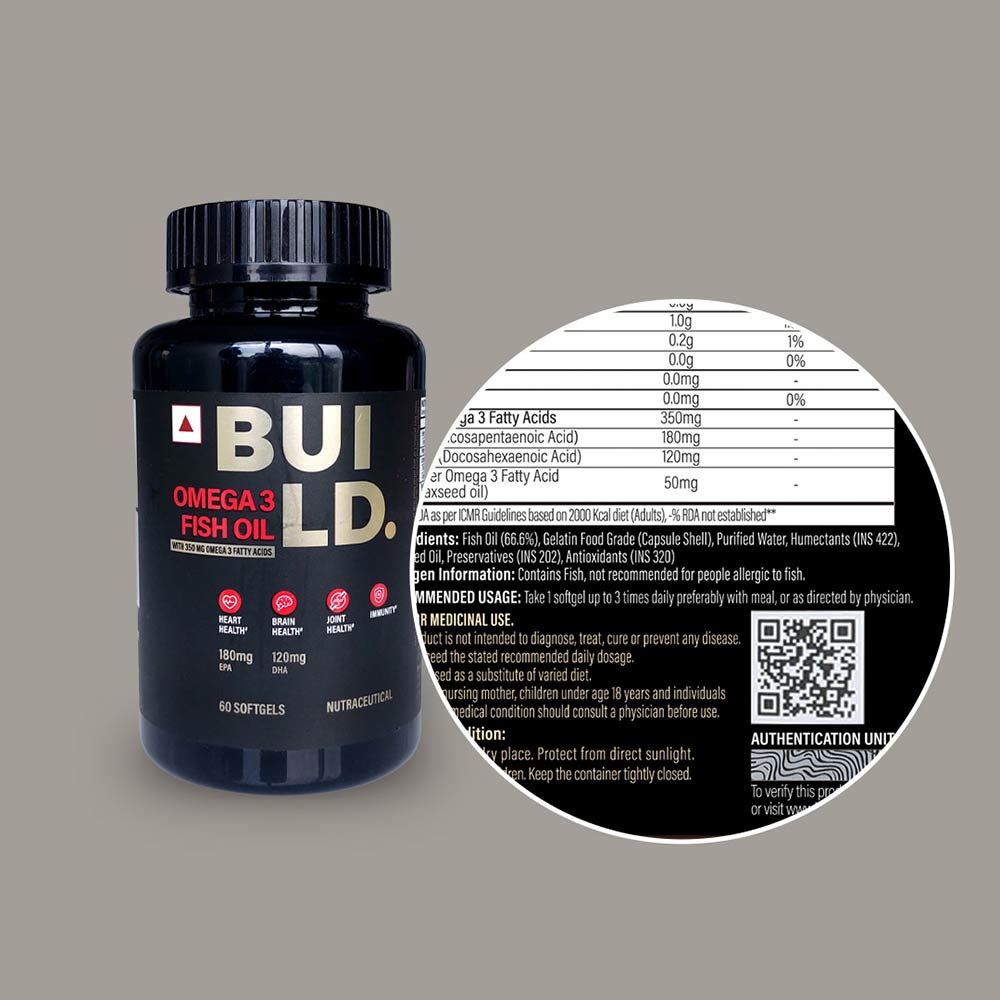 3 - Build Omega 3 Fish Oil,  60 softgels 