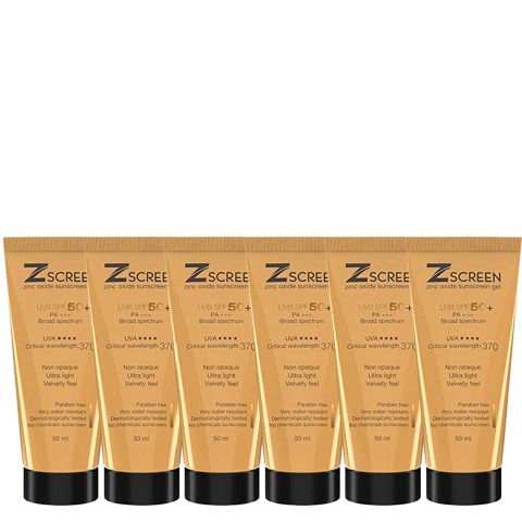 1 - Zscreen Zinc Oxide Sunscreen Gel,  50 ml  SPF 50 UVA/UVB PA+++ (Pack of 6) 