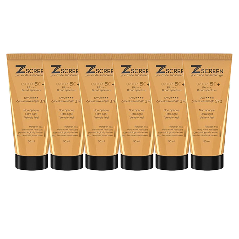 1 - Zscreen Zinc Oxide Sunscreen Gel,  50 ml  SPF 50 UVA/UVB PA+++ (Pack of 6) 