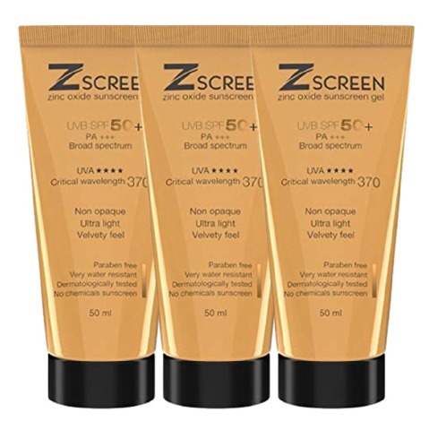 1 - Zscreen Zinc Oxide Sunscreen Gel,  50 ml  SPF 50 UVA/UVB PA+++ (Pack of 3) 