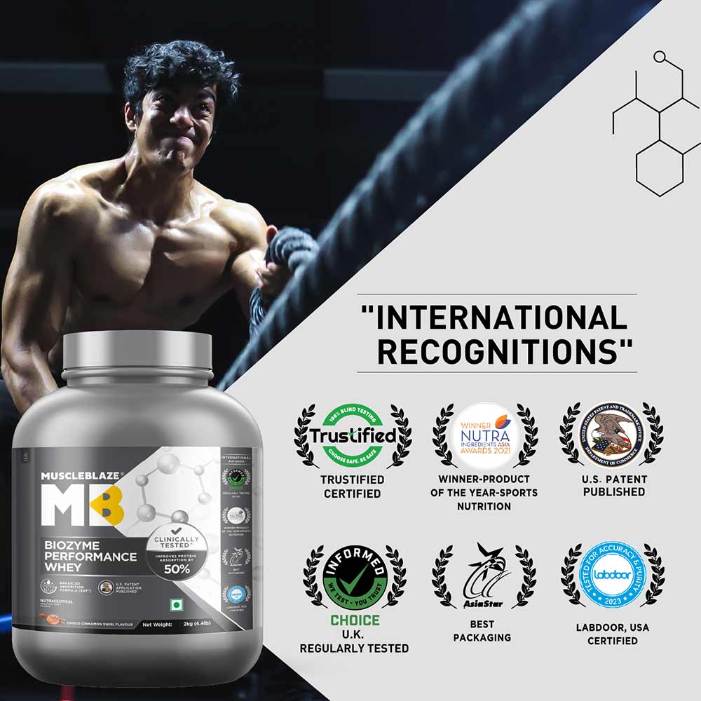 2 - MuscleBlaze Biozyme Performance Whey, 4.4 lb Choco Cinnamon Swirl