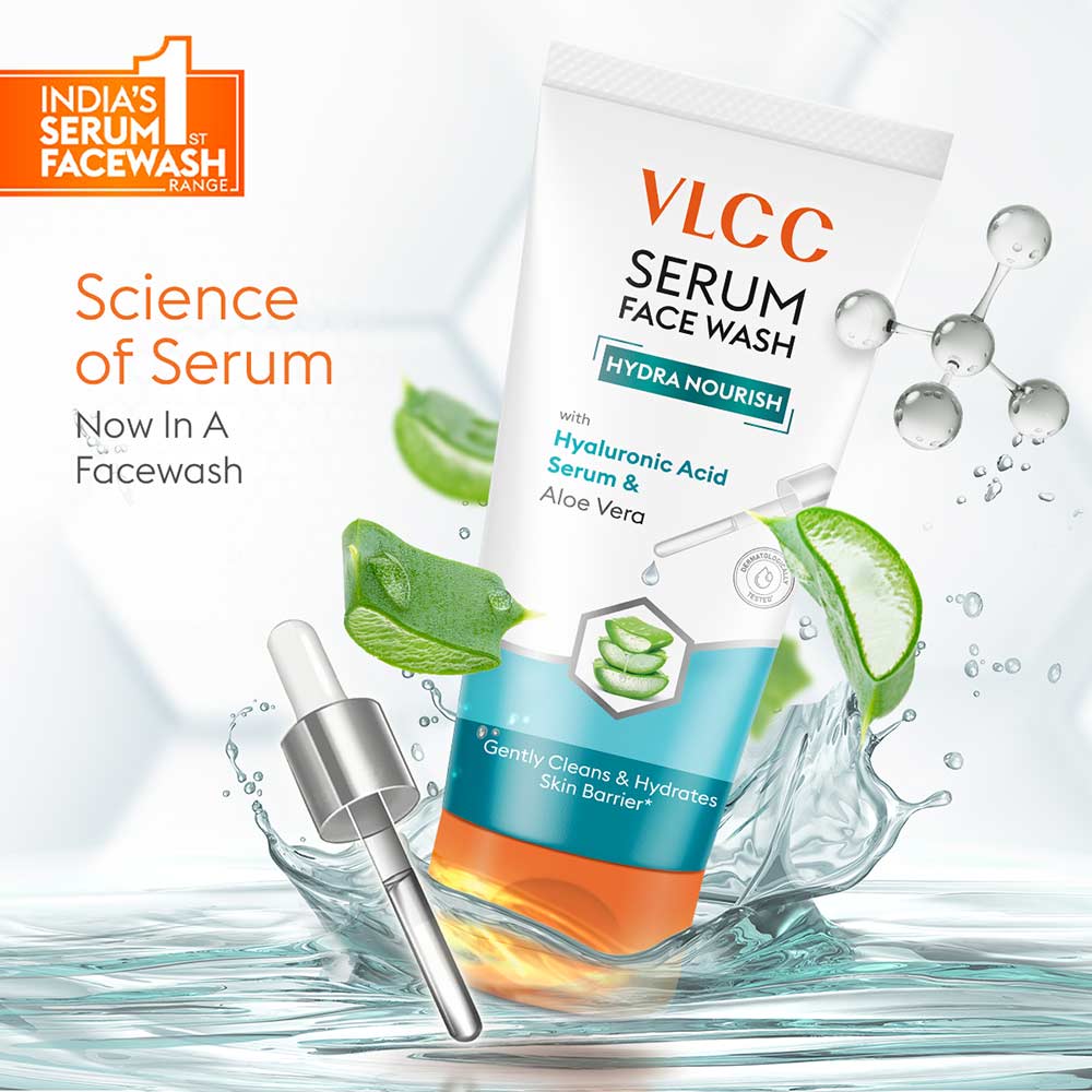 2 - VLCC Hydra Nourish Serum Face Wash,  100 ml  with Hyaluronic Acid Serum & Aloe Vera 