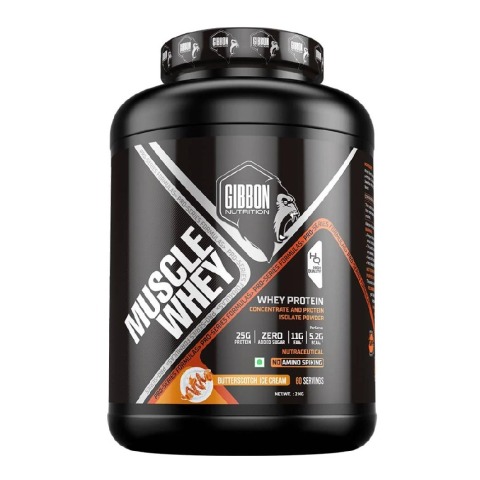 1 - Gibbon Nutrition Muscle Whey,  4.4 lb  Butterscotch Ice Cream 