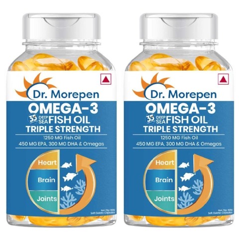 1 - Dr. Morepen Omega-3 Deep Sea Fish Oil Triple Strength (Pack of 2),  60 softgels 