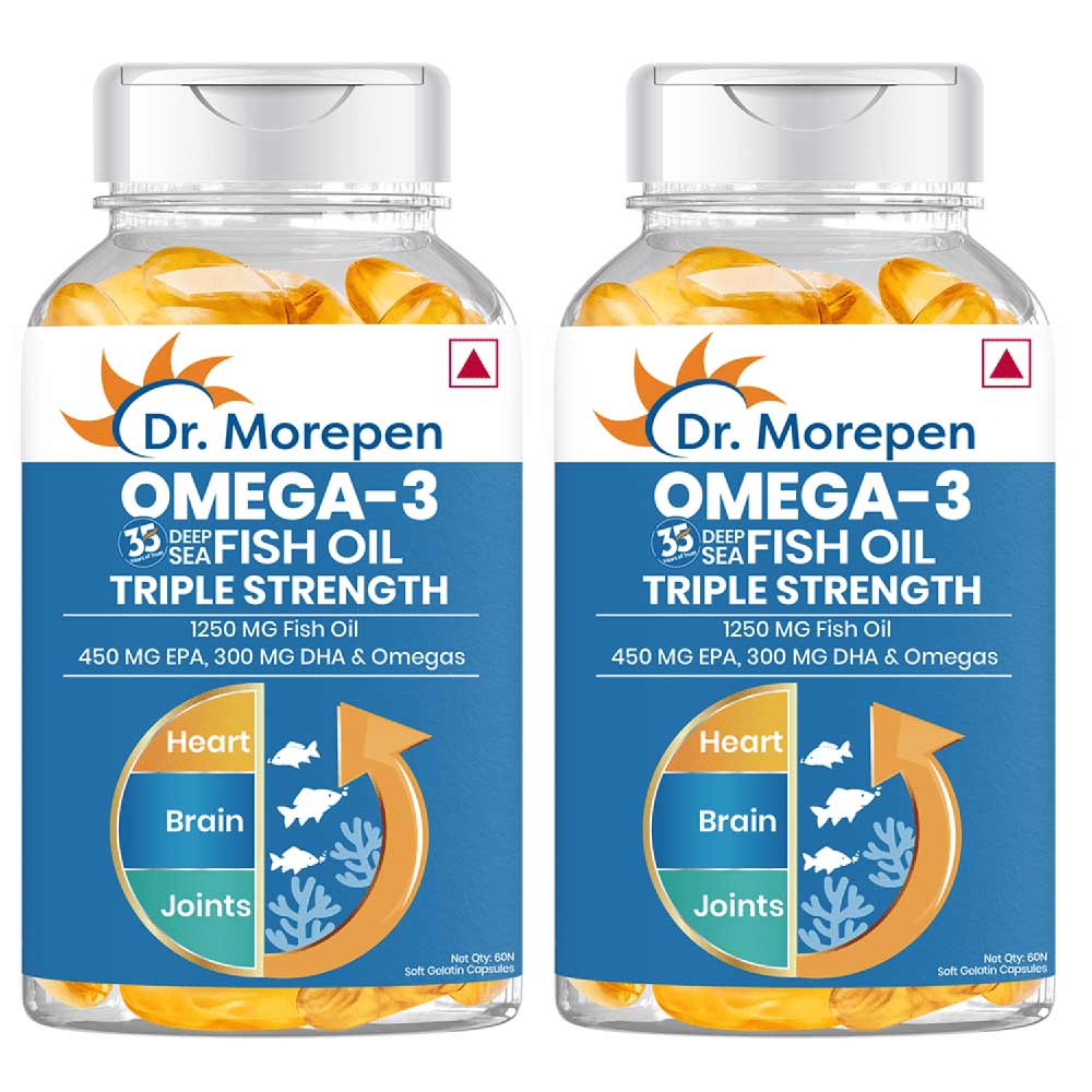 1 - Dr. Morepen Omega-3 Deep Sea Fish Oil Triple Strength (Pack of 2),  60 softgels 