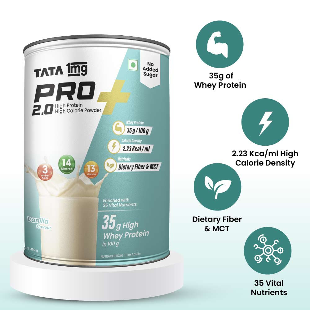 2 - Tata 1mg Pro+ 2.0 High Protein High Calorie Powder,  0.88 lb  Vanilla 