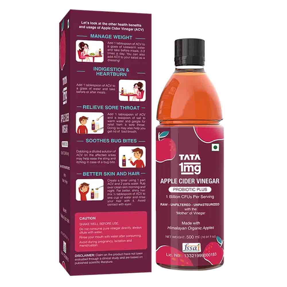 3 - Tata 1mg Apple Cider Vinegar Probiotic Plus,  500 ml  Unflavoured 