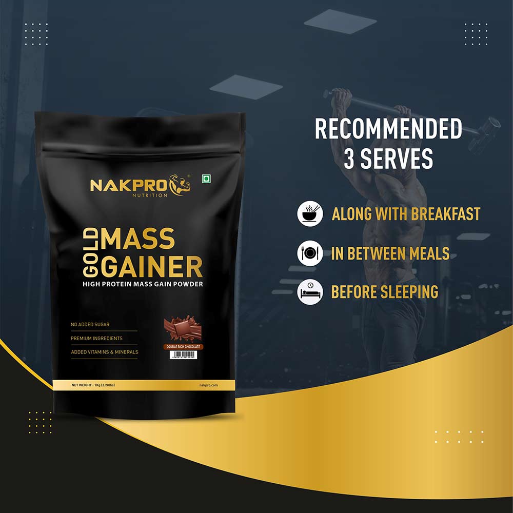 5 - Nakpro Gold Mass Gainer,  2.2 lb  Double Rich Chocolate (Pack of 3) 