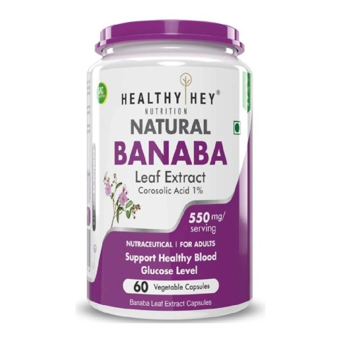 1 - HealthyHey Nutrition Natural Banaba Leaf Extract,  60 veggie capsule(s) 