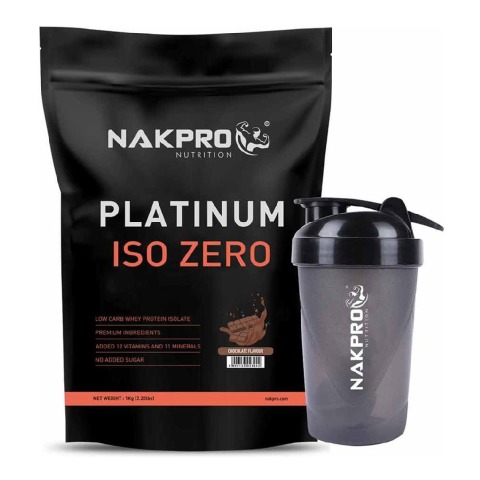 1 - Nakpro Platinum ISO Zero 2.2 lb & Shaker Bottle 500ml Combo,  2 Piece(s)/Pack  Chocolate 