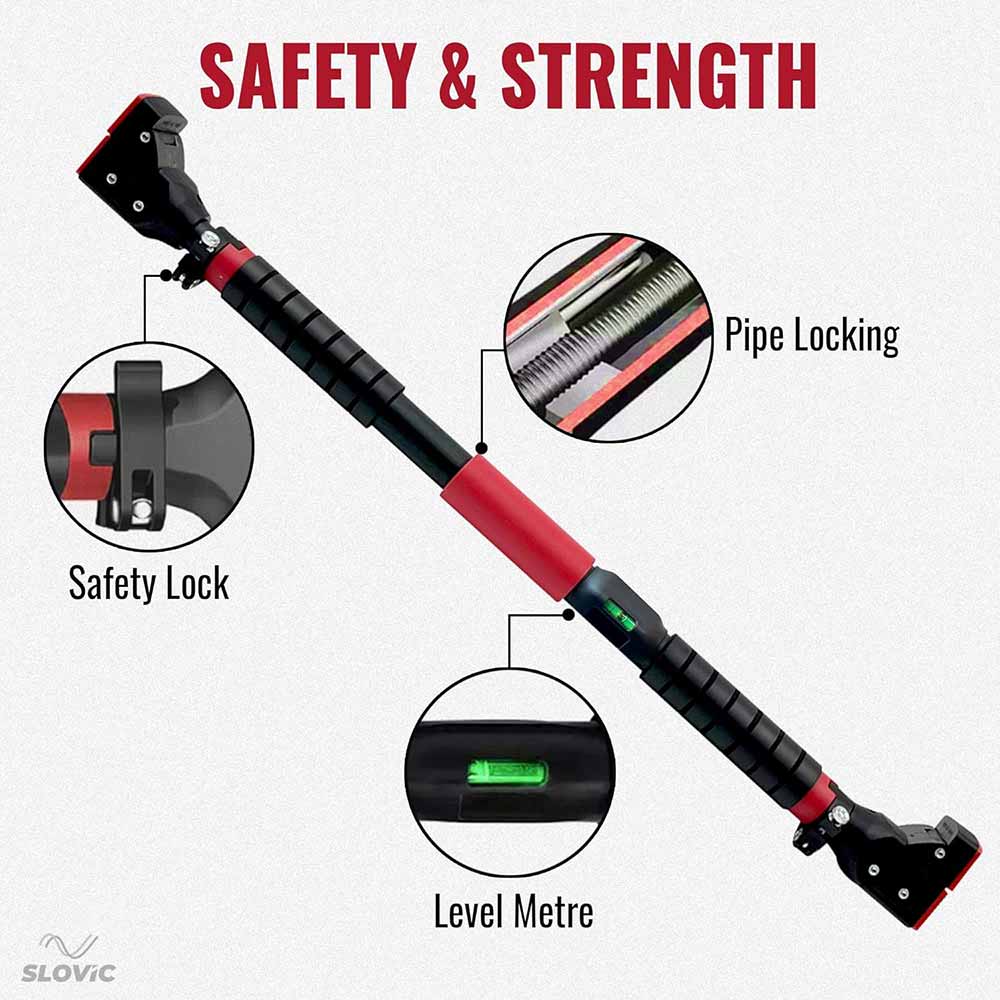 6 - SLOVIC Pull Up Bar for Home Workout,  Free Size  Black/Red 
