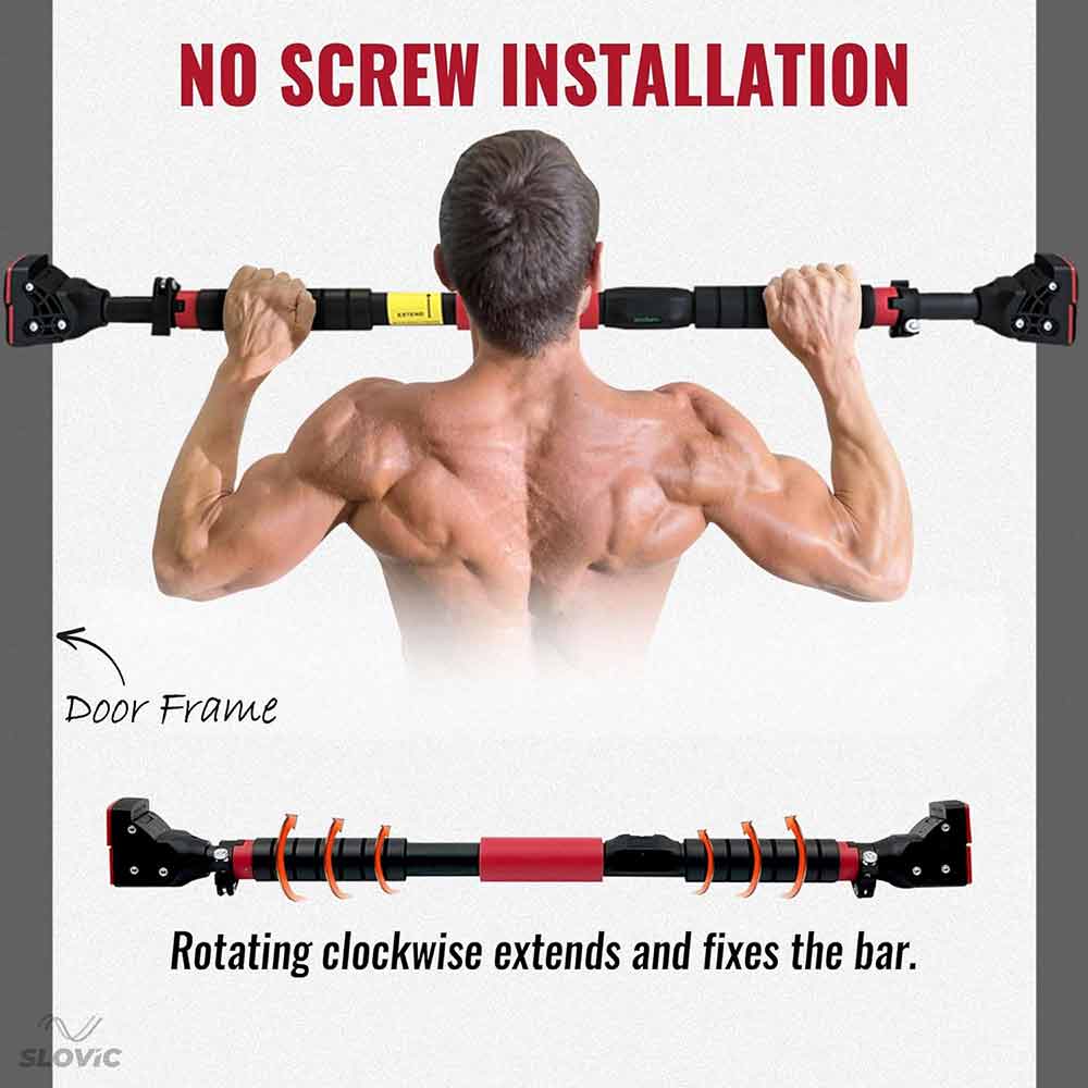 2 - SLOVIC Pull Up Bar for Home Workout,  Free Size  Black/Red 