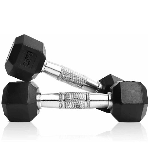 1 - SLOVIC Rubber Dumbbell Set,  Black  2.5 kg 