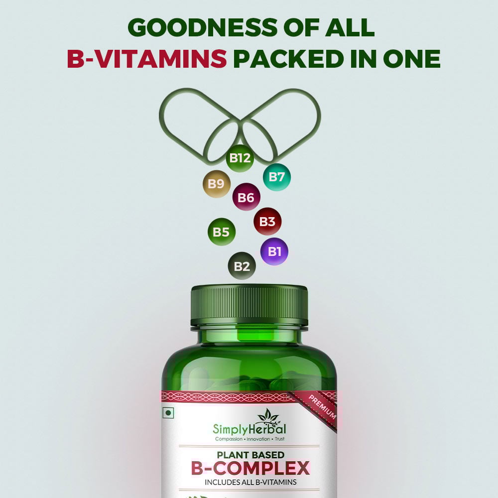 4 - Simply Herbal Plant Based B-Complex,  60 capsules  Unflavoured (Pack of 4) 