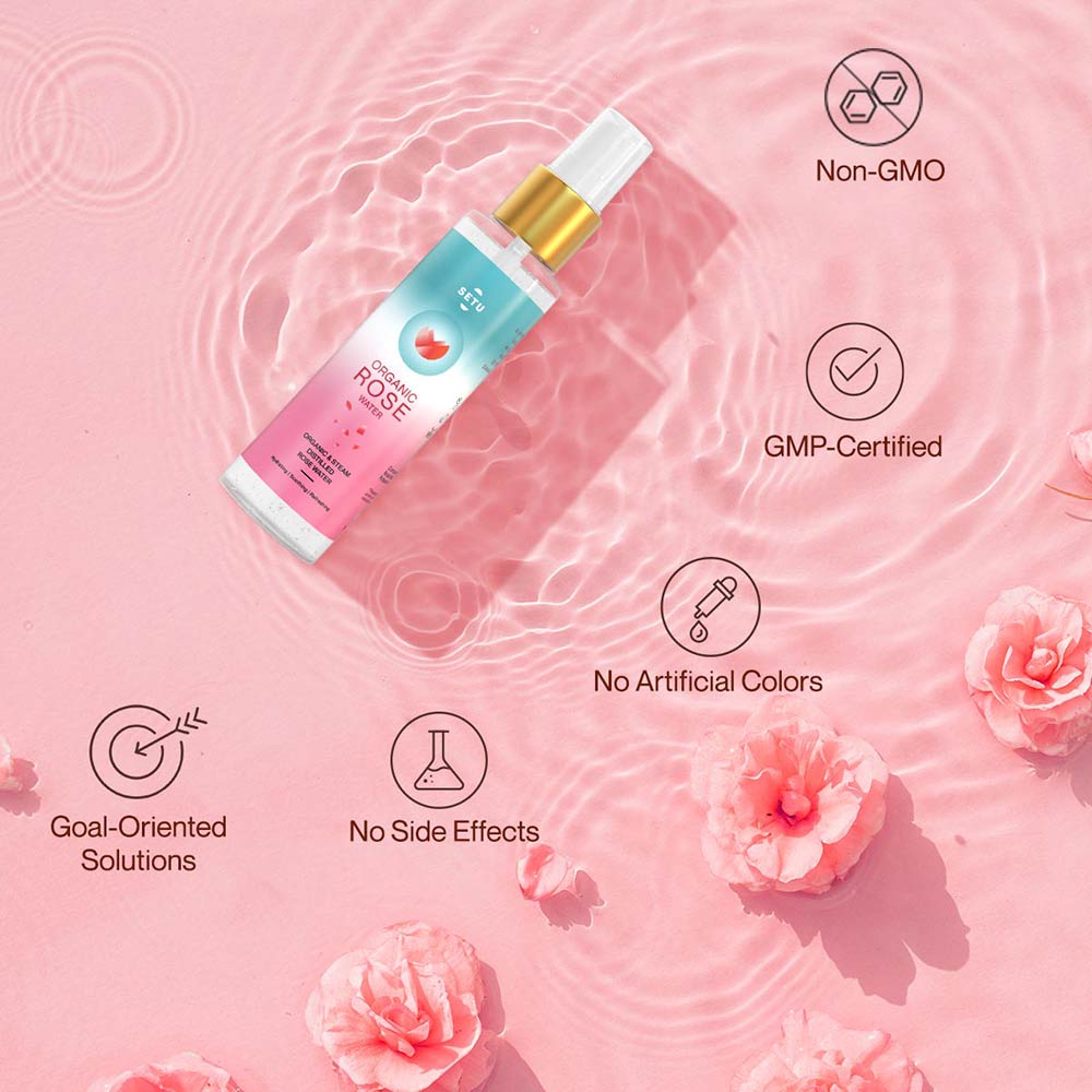 7 - Setu Organic Rose Water,  100 ml  Steam Distilled (Pack of 3) 