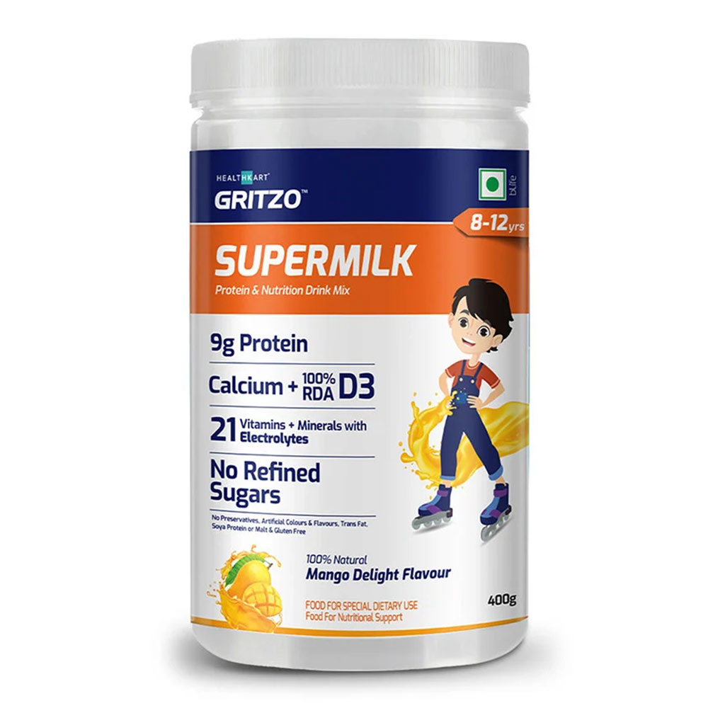1 - Gritzo Super Milk Young Athletes Protein & Nutrition Drink 8-12y OP, 400 g Mango Delight