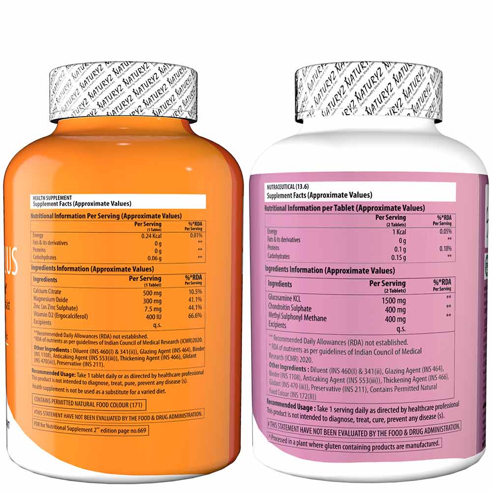2 - Naturyz Calcium Plus 120 Tablets & Jointe 60 Tablets Combo,  2 Piece(s)/Pack  Unflavoured 