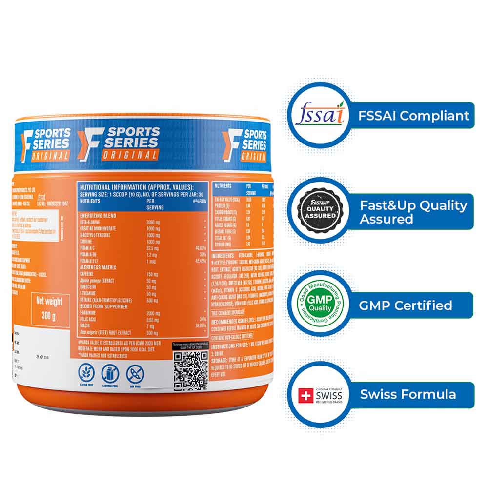 3 - Fast & Up Pre-Workout,  0.66 lb  Tangy Orange 