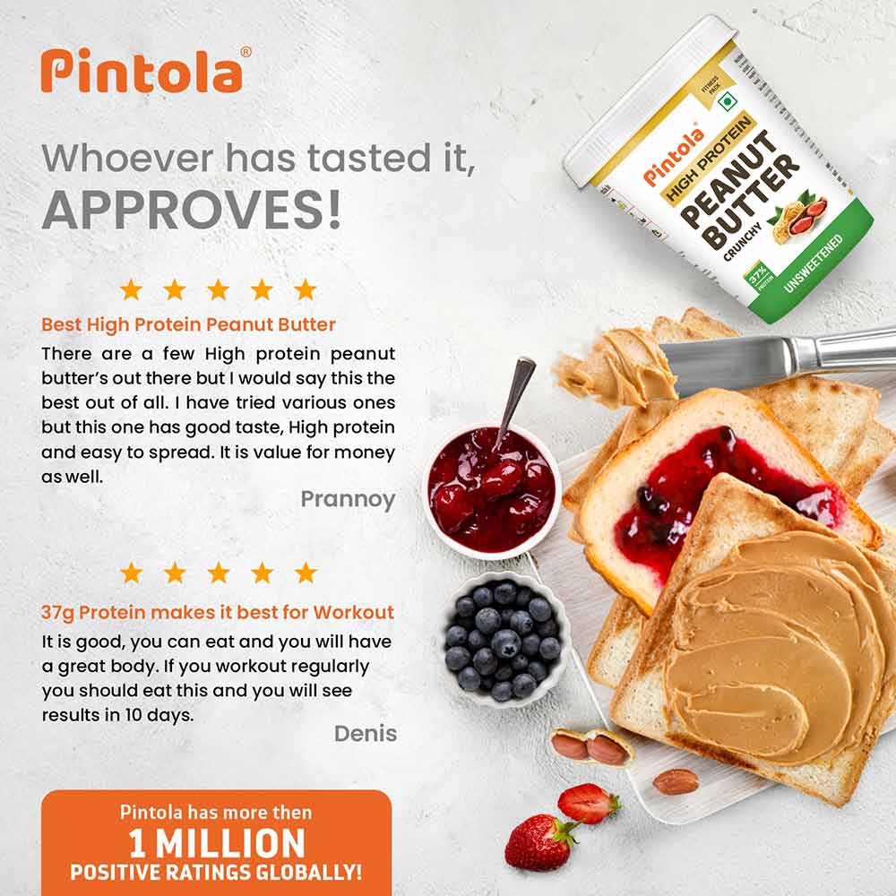 8 - Pintola High Protein Peanut Butter,  0.510 kg  Unsweetened Crunchy 