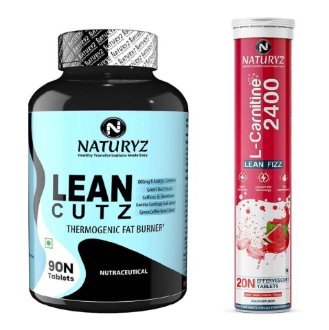 1 - Naturyz LEAN CUTZ Thermogenic Fat Burner 90 Tablets & L-Carnitine 2400 20 Tablets Combo,  2 Piece(s)/Pack  Unflavoured & Water Melon Masala 