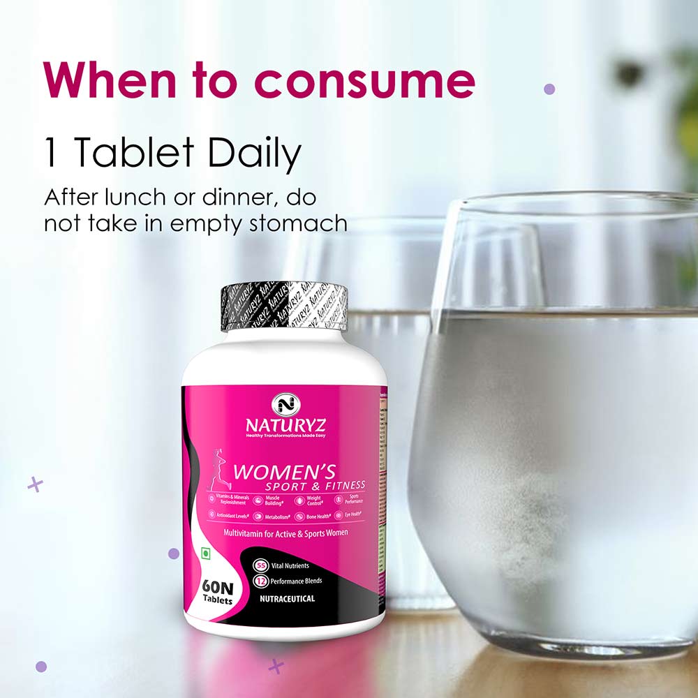 20 - Naturyz Calcium Plus 120 Tablets & Women's Sport & Fitness Multivitamin 60 Tablets Combo,  2 Piece(s)/Pack  Unflavoured 