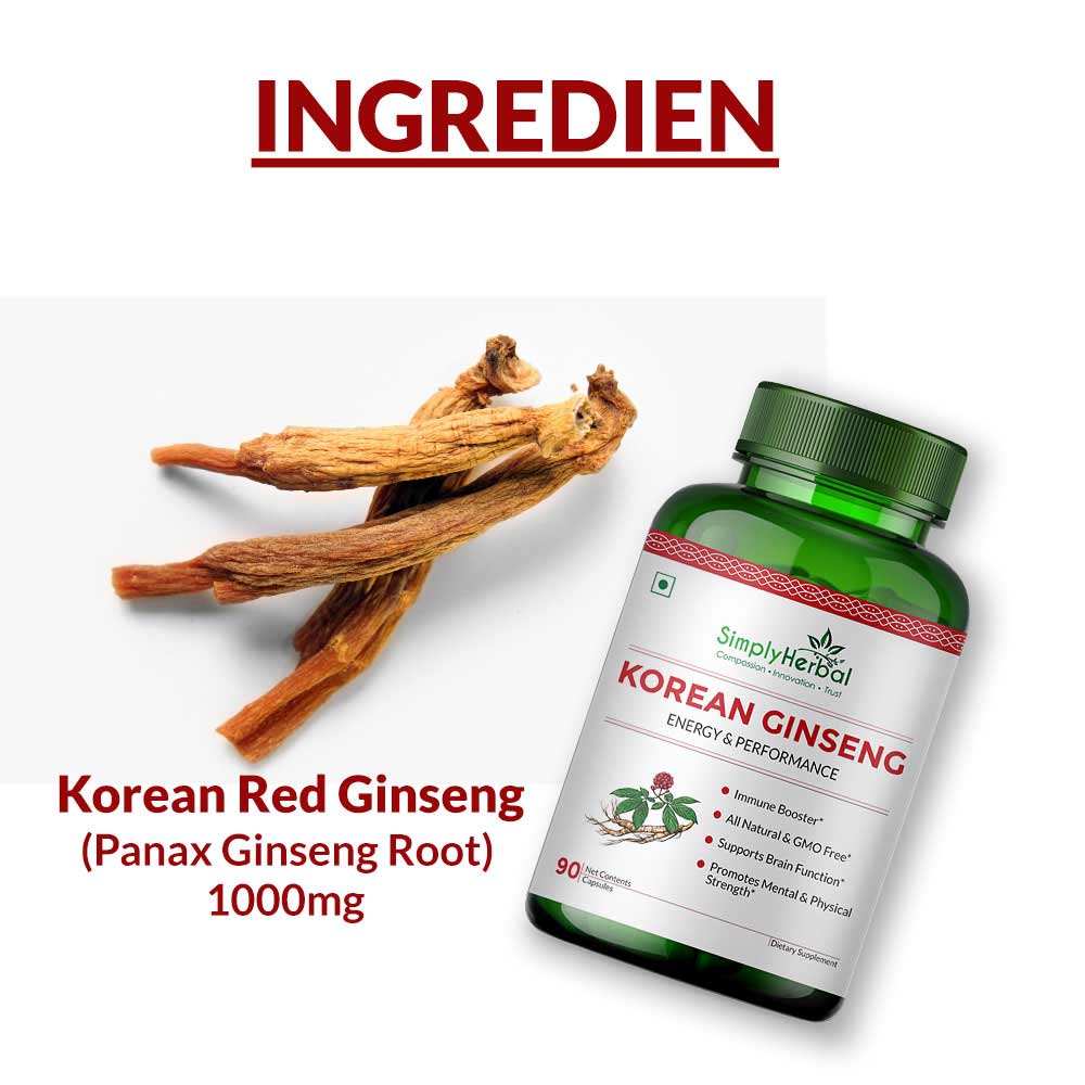 4 - Simply Herbal Korean Ginseng (Pack of 2),  90 capsules 