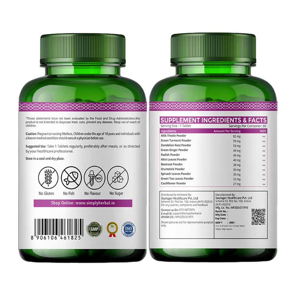 2 - Simply Herbal Plant Based Liver Detox + Milk Thistle (Pack of 2),  60 capsules 