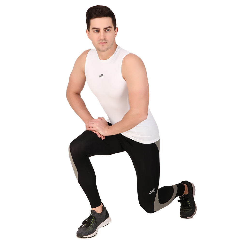 11 - Redesign Nylon Compression Cut Sleeve Tshirt,  White  XXL 