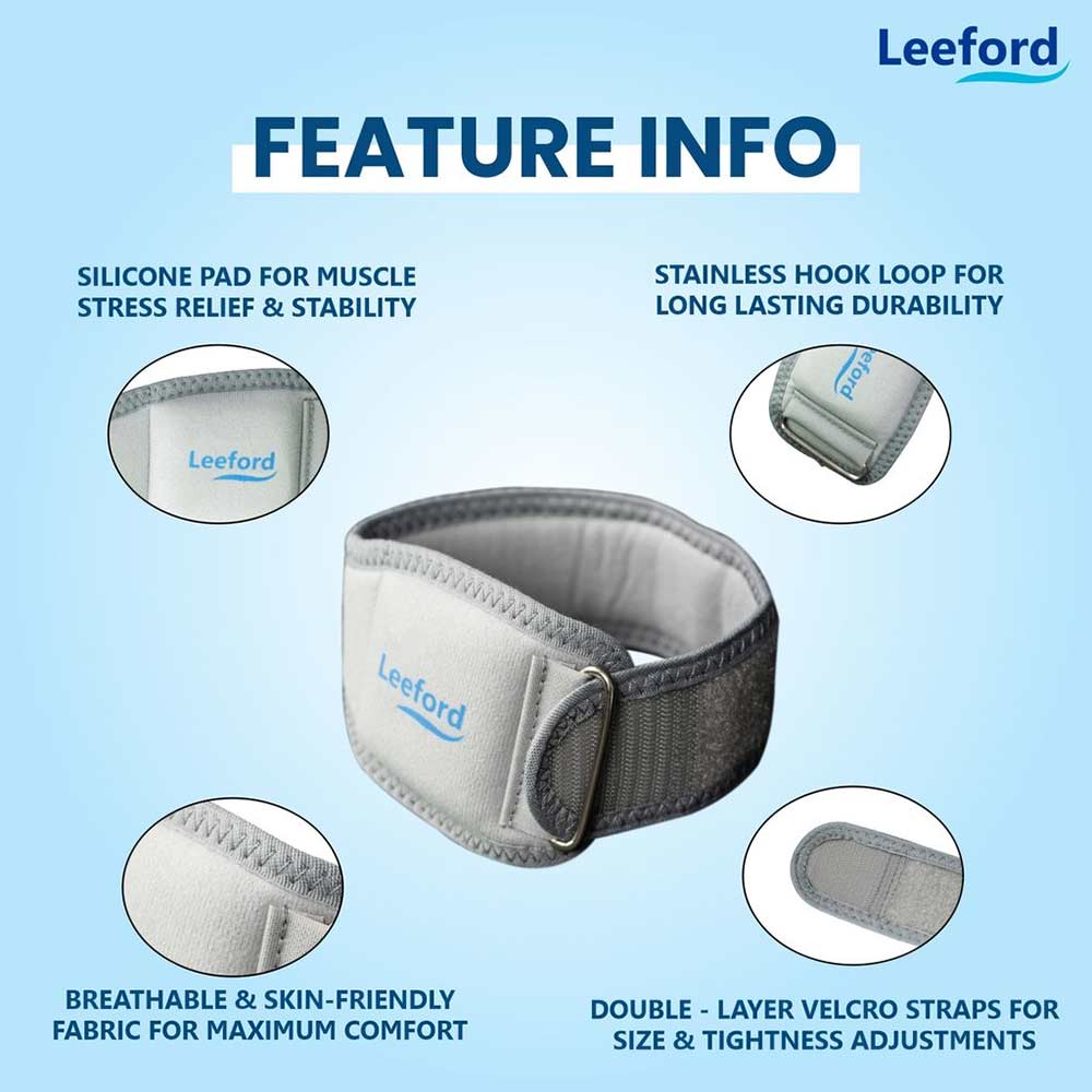 2 - Leeford Tennis Elbow Support Brace Band,  Grey  XL 