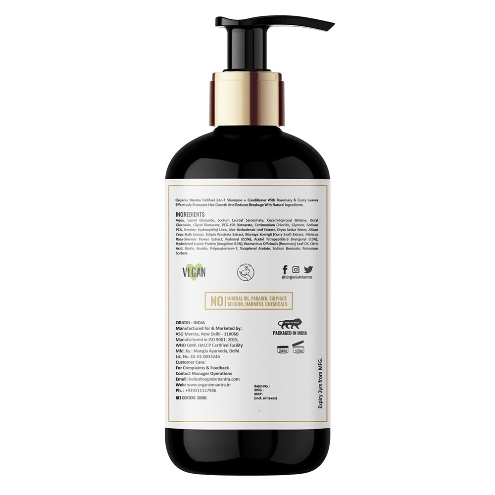 2 - Organix Mantra FolliFuel 2in1 Shampoo + Conditioner,  300 ml  Hair Growth 