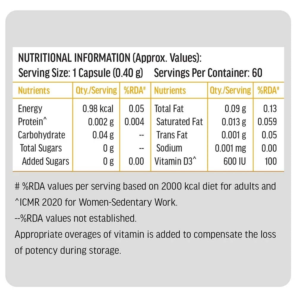 HK Vitals Vitamin D3 60 caps - Pack Of 2