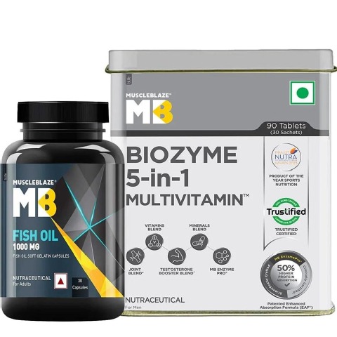 MuscleBlaze Biozyme Daily Multivitamin 90 Tablets + Fish Oil 30 Capsules Combo
