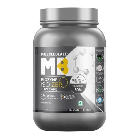 2 - MuscleBlaze Biozyme Iso-Zero Powder, 2.2 lb Low Carb Unflavoured
