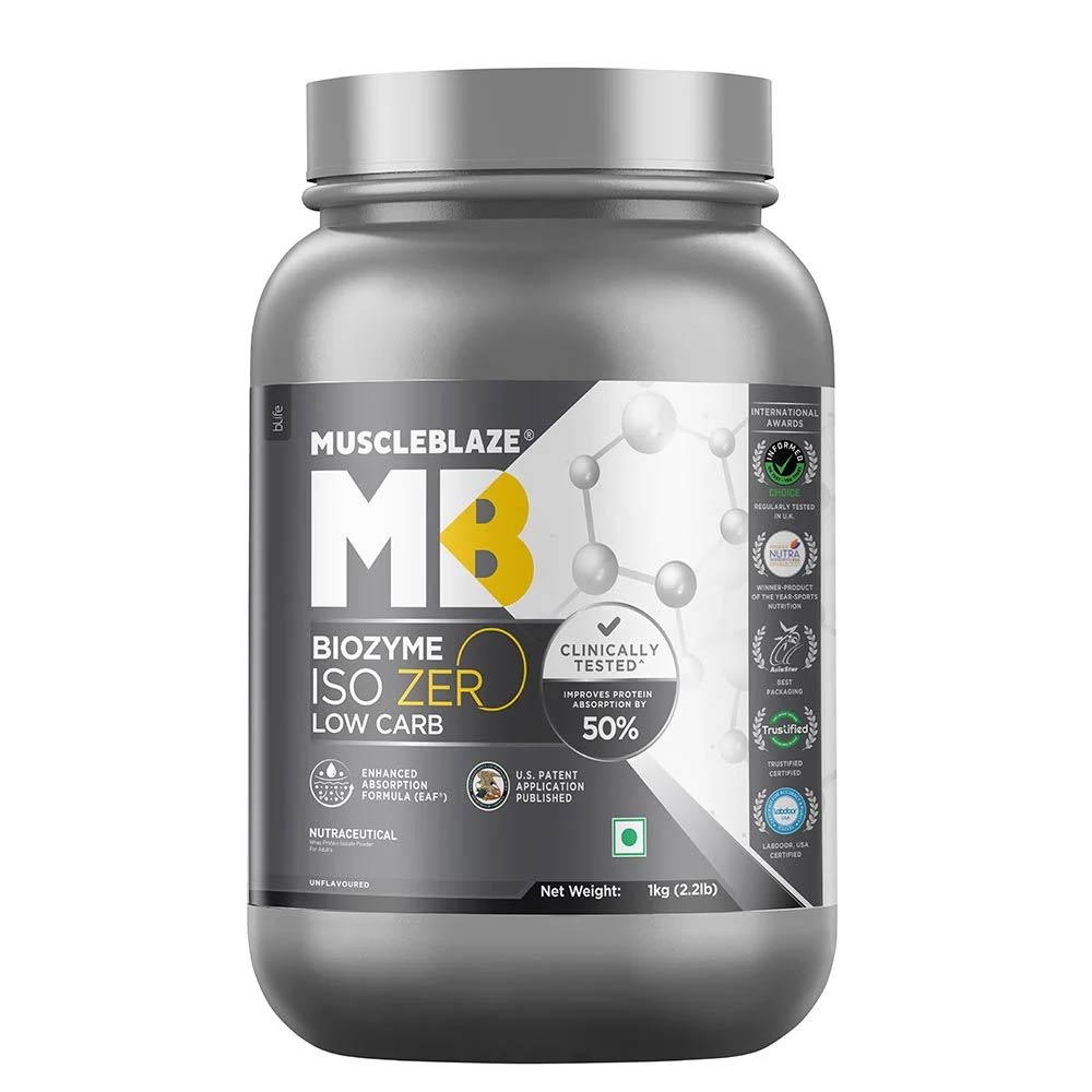 2 - MuscleBlaze Biozyme Iso-Zero Powder,  2.2 lb  Low Carb Unflavoured 