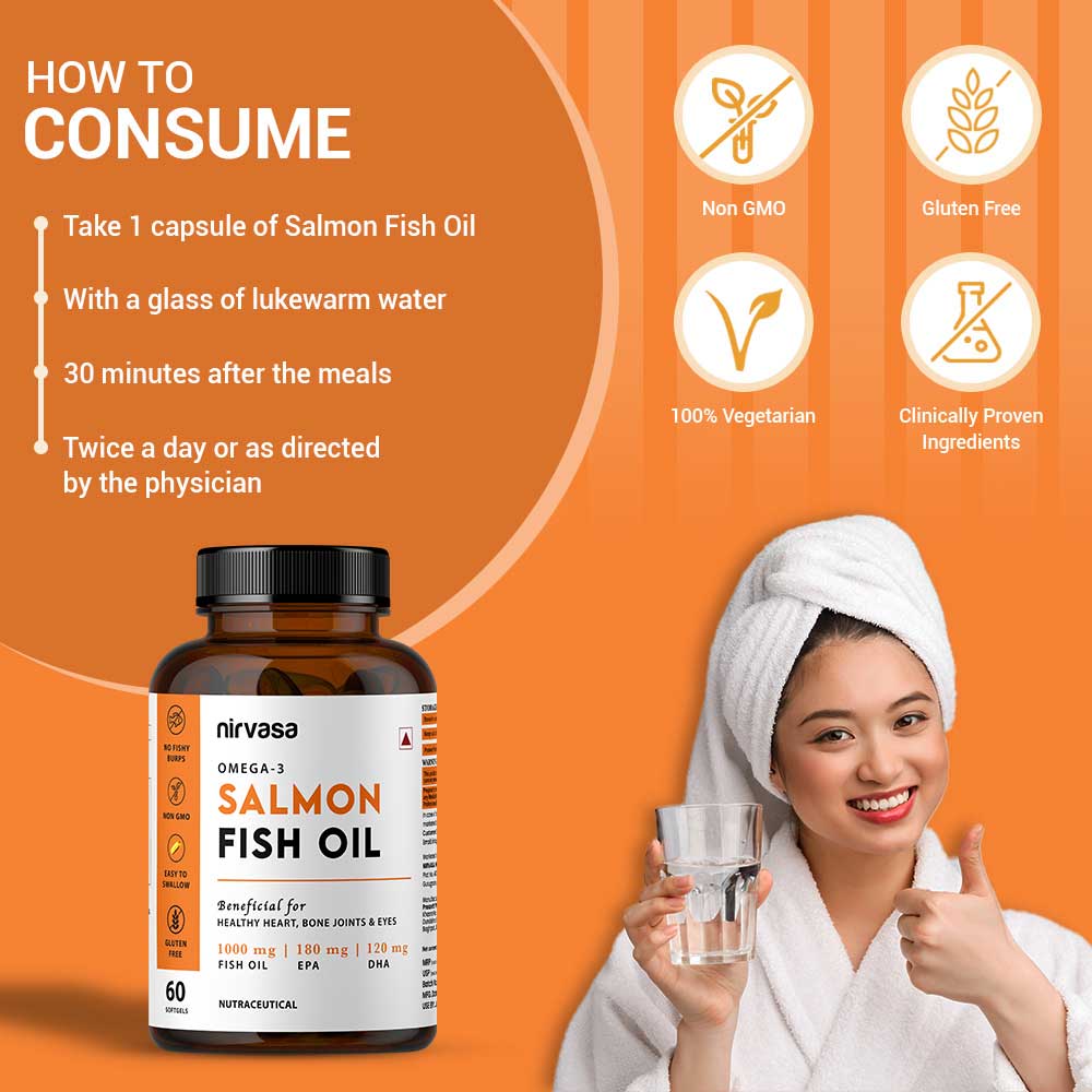 7 - Nirvasa Omega-3 Salmon Fish Oil (Pack of 4),  60 softgels 