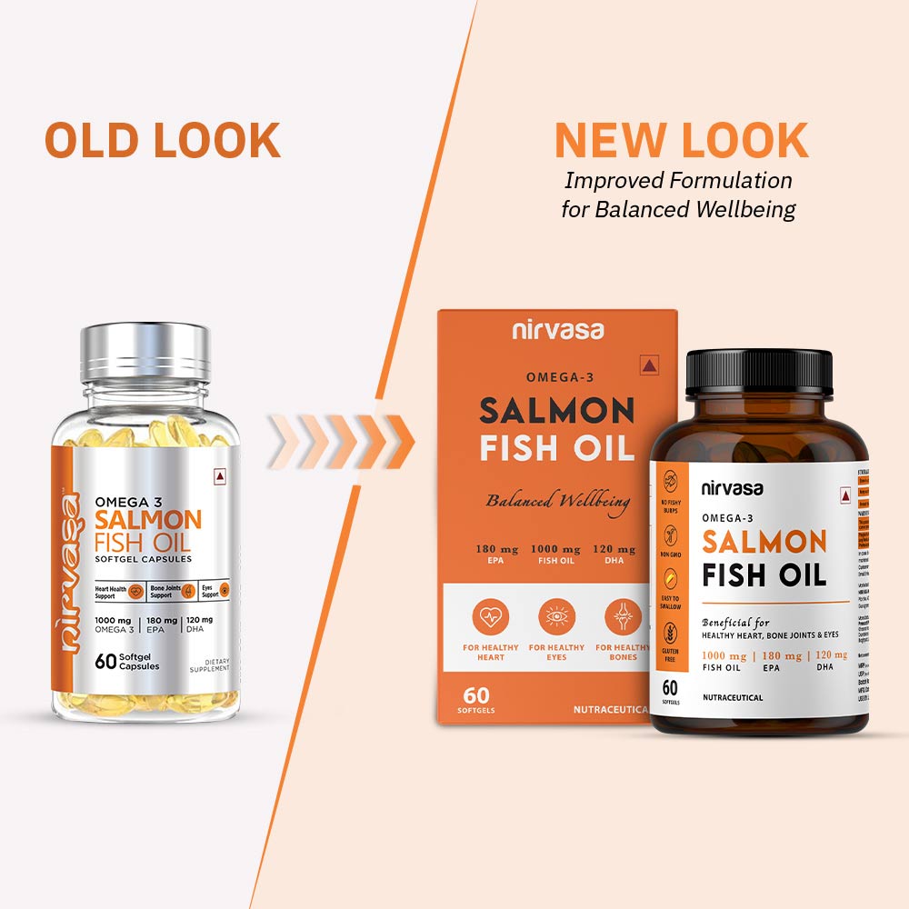8 - Nirvasa Omega-3 Salmon Fish Oil (Pack of 4),  60 softgels 