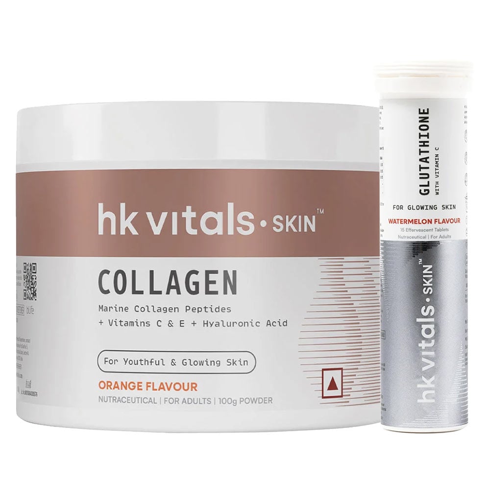 HealthKart HK Vitals Skin Radiance Collagen 100 g Orange & Glutathione Effervescent 15 Tabs Watermelon Combo-picture-17