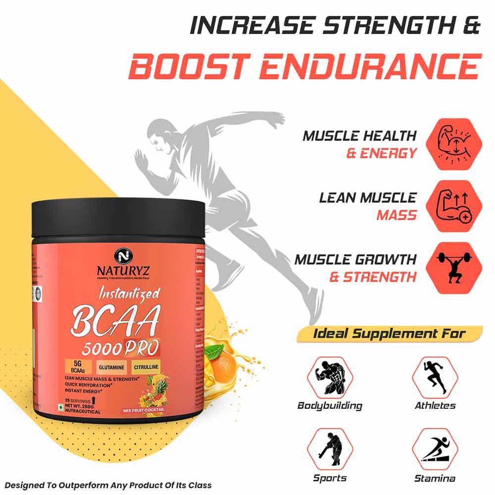 5 - Naturyz Instantized BCAA 5000 PRO,  0.55 lb  25 Servings  Mango Orange Mix 