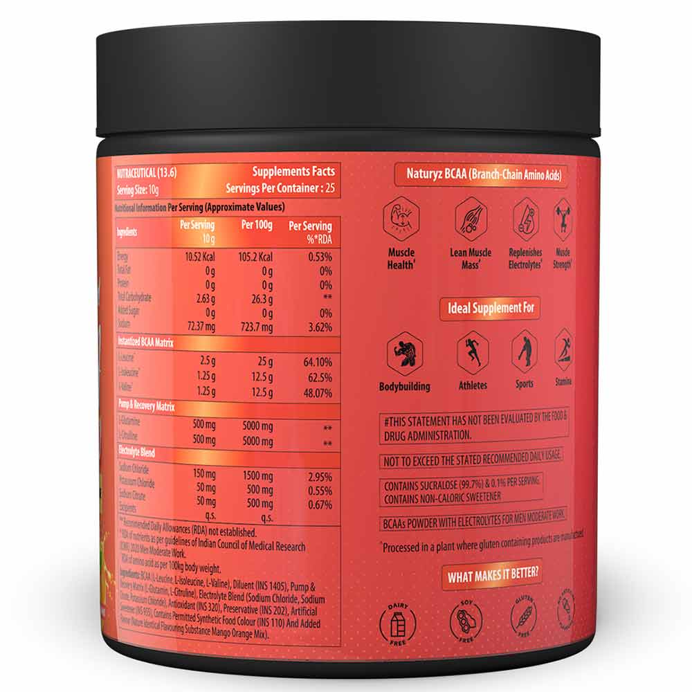 2 - Naturyz Instantized BCAA 5000 PRO,  0.55 lb  25 Servings  Mango Orange Mix 