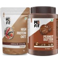 Chocolate Peanut Butter Crunchy & High Protein Oats Unflavoured 1 kg Combo