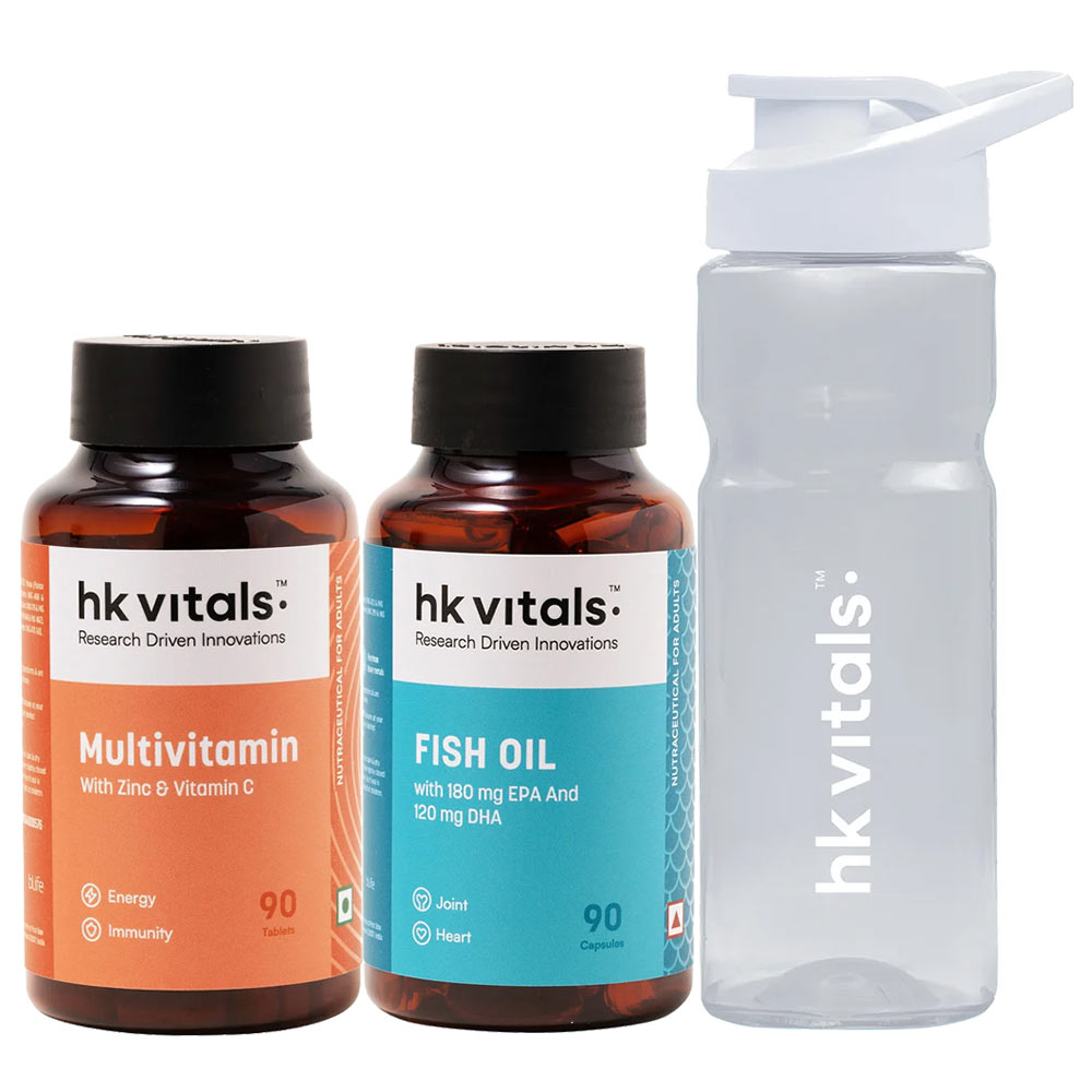HealthKart HK Vitals Multivitamin & Fish Oil 90 caps & Shaker Combo