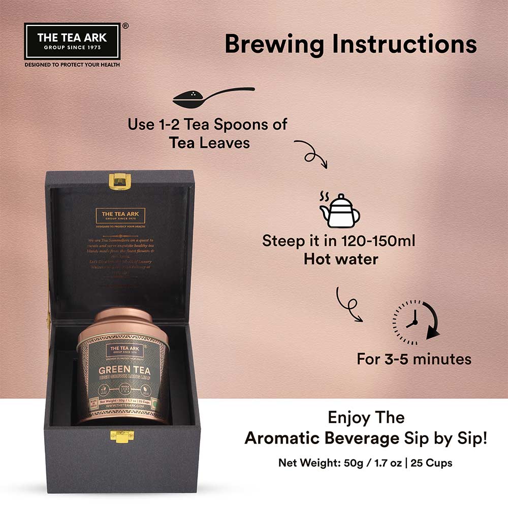 3 - The Tea Ark Delight Tea Gift Box,  50 g  High Grown Long Leaf Green Tea -  Dome Tin 