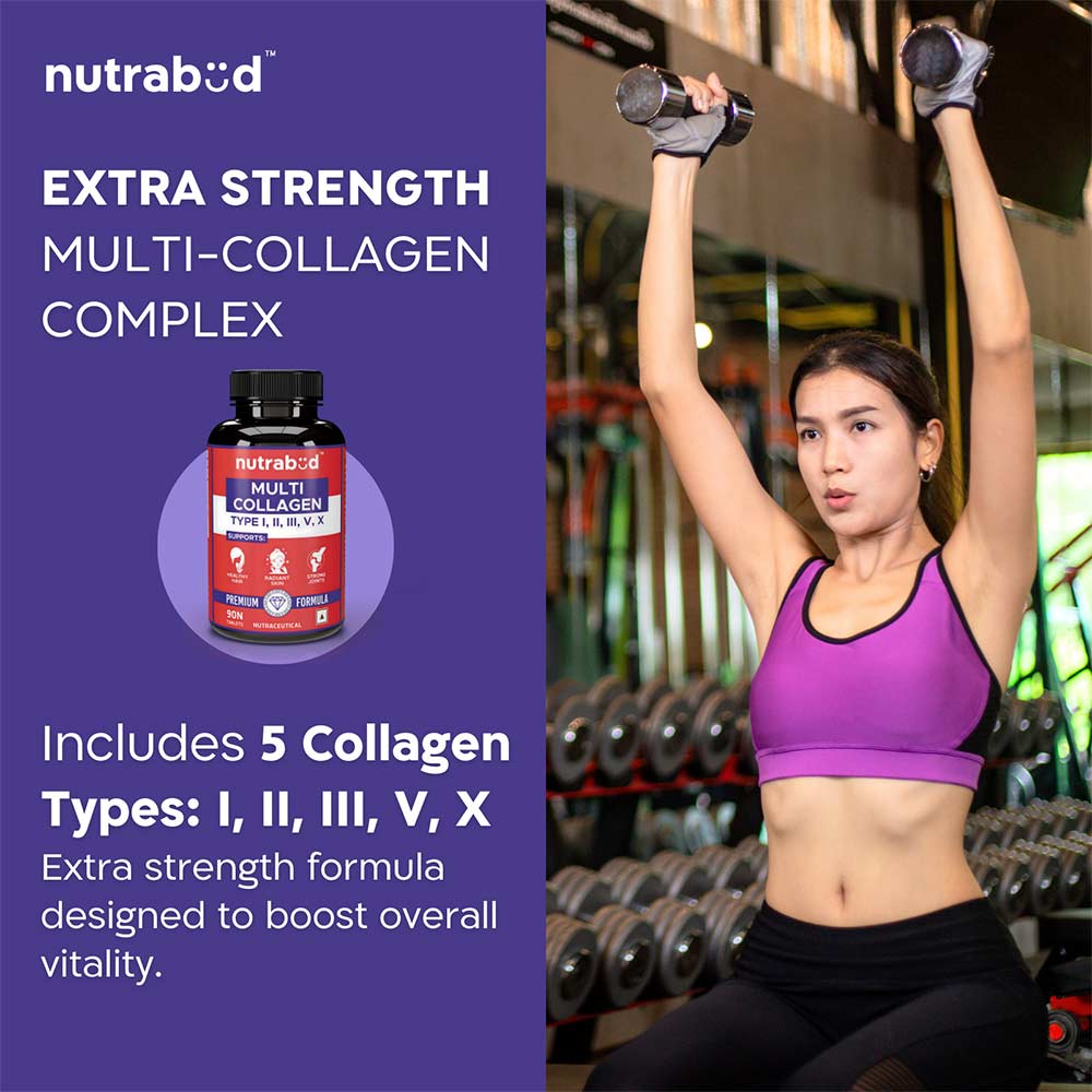 4 - Nutrabud Multi Collagen Complex,  90 tablet(s)  Unflavoured (with All 5 Types of Collagen TYPE I, II, III, V & X) 