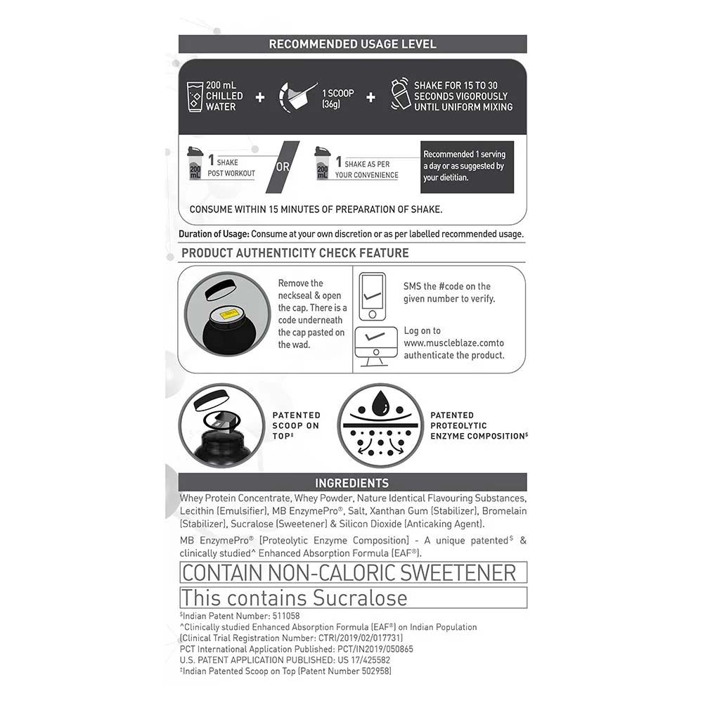 2 - MuscleBlaze Biozyme Performance Whey Protein Powder,  2.2 lb  French Vanilla Creme 