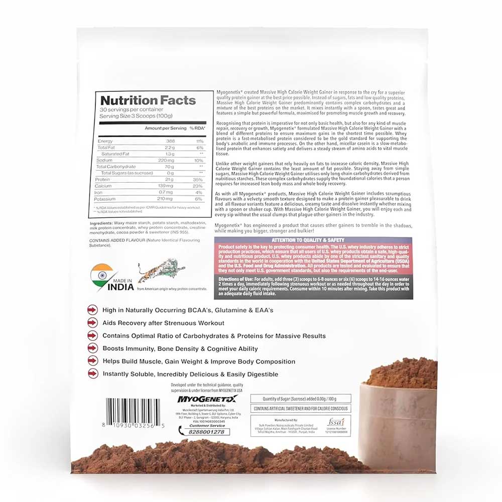 2 - MYOGENETIX Massive High Calorie Weight Gainer,  6.6 lb  Perfect Chocolate 